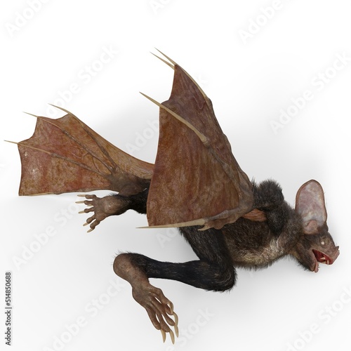 3d-illustration of an isolated creepy fantasy werebat