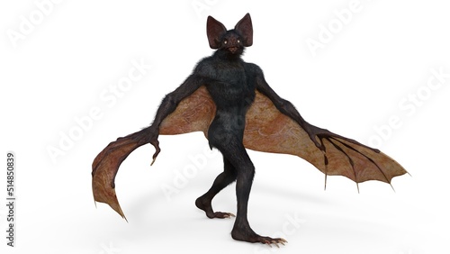 3d-illustration of an isolated creepy fantasy werebat