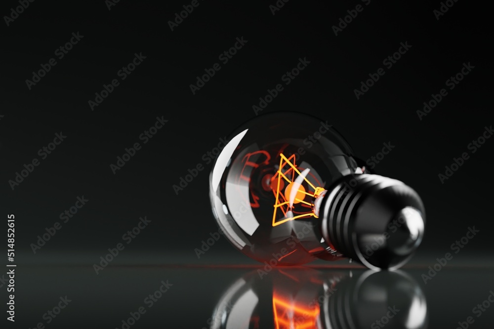 Light bulb over a dark background. The concept of electricity, light, dealing with the dark. Idea and concept. 3d render, 3d illustrator