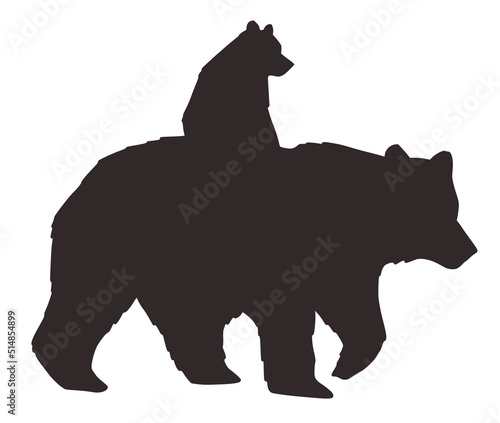 Bear silhouette of animal. Nature wild forest life. Vector element for camping outdoor aventures