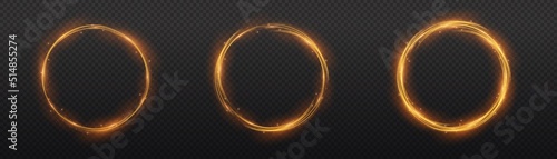 glow neon circle, ring orange flame, light swirl