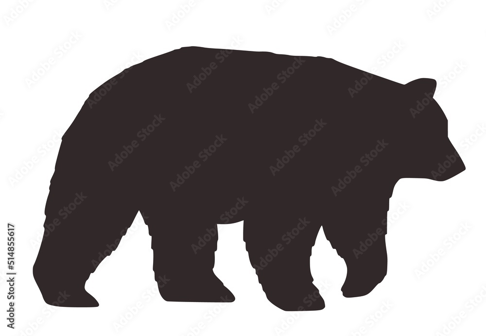 Fototapeta premium Bear silhouette of animal. Nature wild forest life. Vector element for camping outdoor aventures