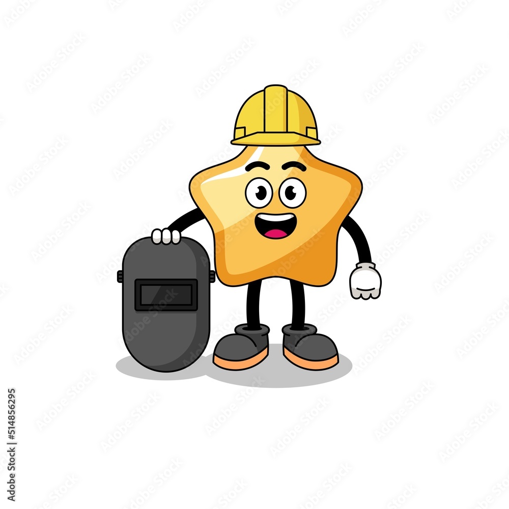 Mascot of star as a welder Mascot of star as a welder