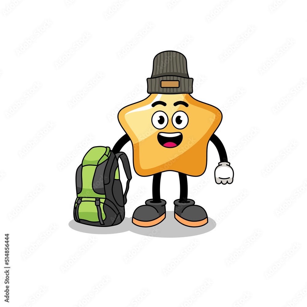 Illustration of star mascot as a hiker