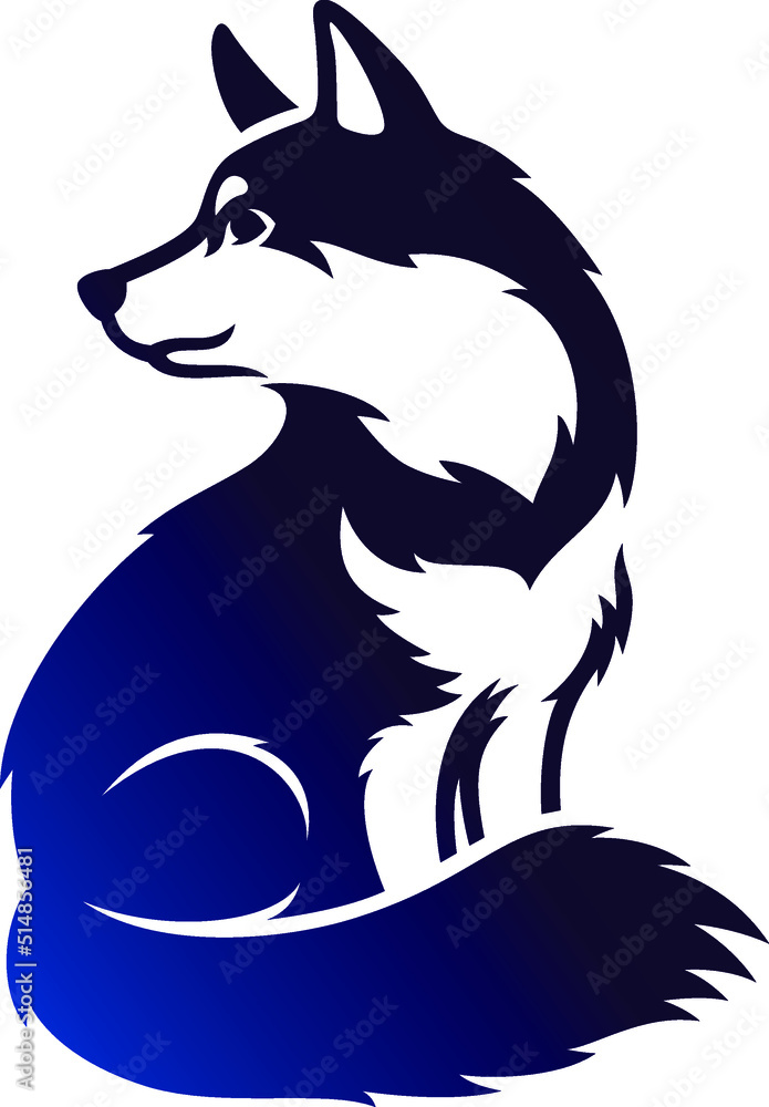 Illustration of Husky Dog Sitting and Looking Back Illustration of Husky Dog Sitting and Looking Back