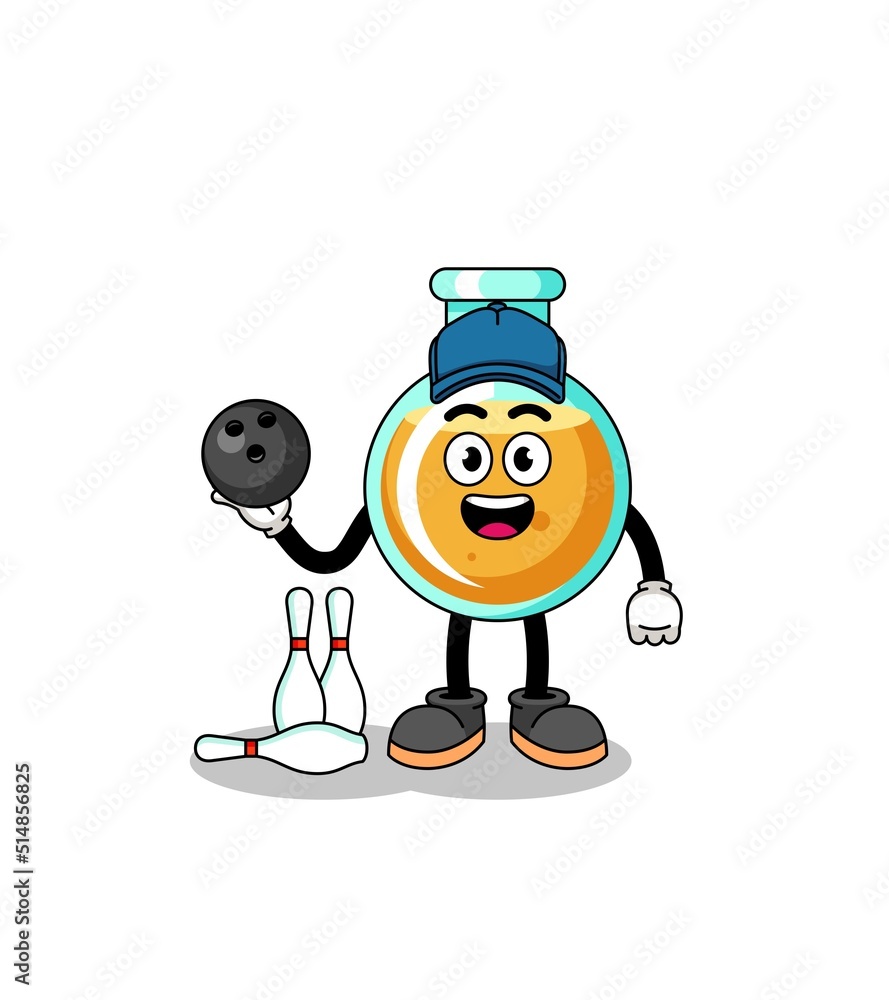 Mascot of lab beakers as a bowling player Mascot of lab beakers as a bowling player