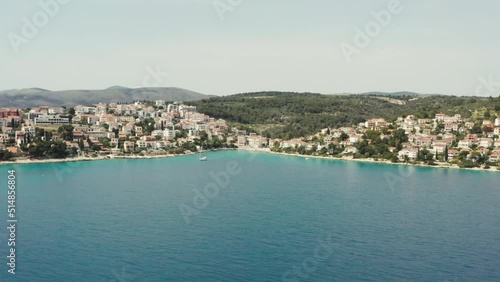 Wallpaper Mural Aerial view of the tourist islands of Croatia. Beautiful landscape of the Adriatic sea and the city with beaches and houses on the slopes of the mountains. Torontodigital.ca