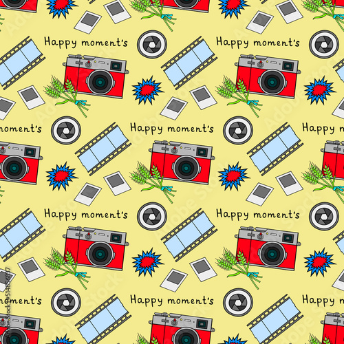Seamless vector illustration on the theme of photography.