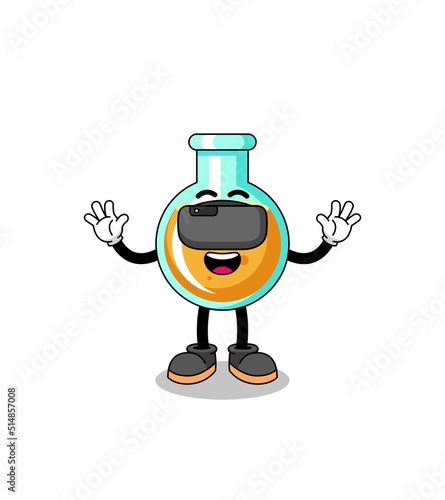 Illustration of lab beakers with a vr headset