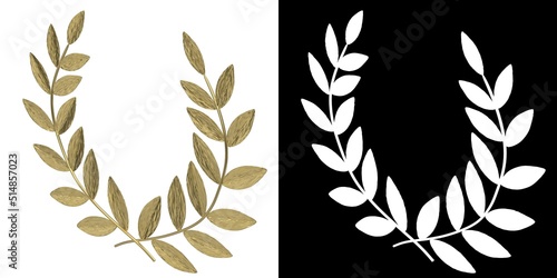 3D rendering illustration of a stylized laurel wreath crown photo