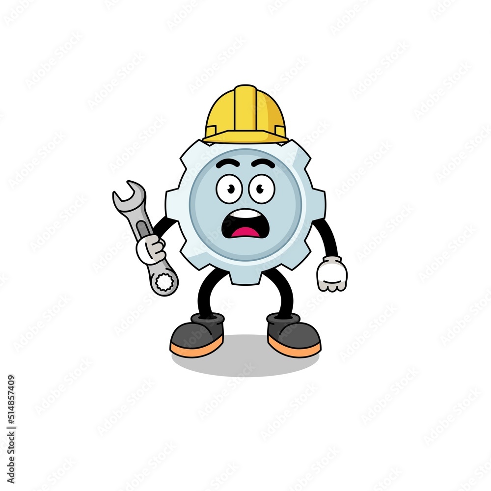 Character Illustration of gear with 404 error Character Illustration of gear with 404 error