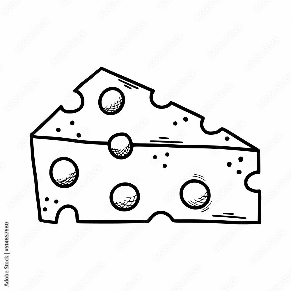Cheese on white background. Vector doodle illustration. Hand drawn sketch. Drawing for menus, banners, recipes. Cheese on white background. Vector doodle illustration. Hand drawn sketch. Drawing for menus, banners, recipes.
