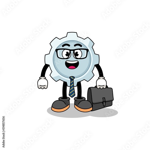 gear mascot as a businessman