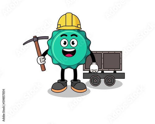 Mascot Illustration of bottle cap miner