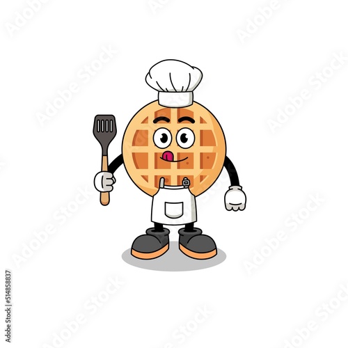 Mascot Illustration of circle waffle chef