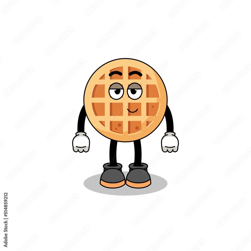 circle waffle cartoon couple with shy pose circle waffle cartoon couple with shy pose