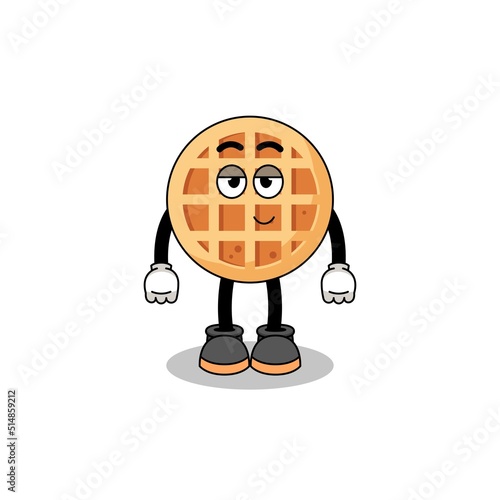 circle waffle cartoon couple with shy pose