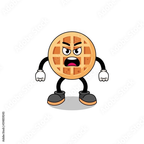 circle waffle cartoon illustration with angry expression