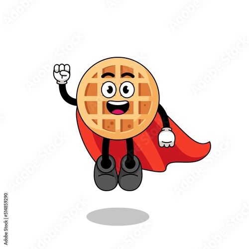 circle waffle cartoon with flying superhero