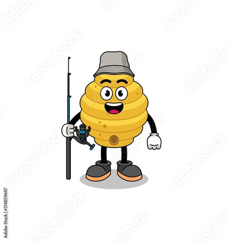 Mascot Illustration of bee hive fisherman