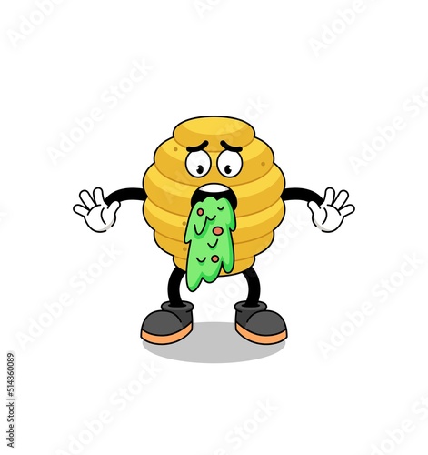 bee hive mascot cartoon vomiting