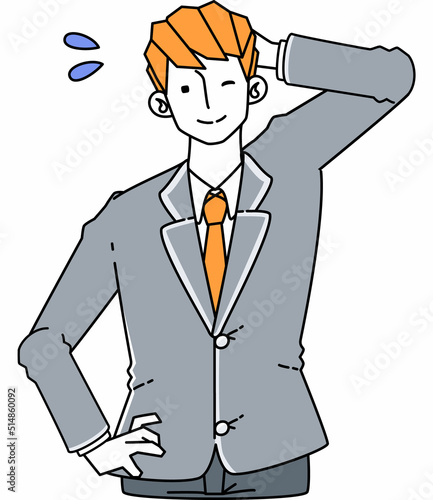 照れ笑いを浮かべる制服姿のティーンエイジャーのイラスト