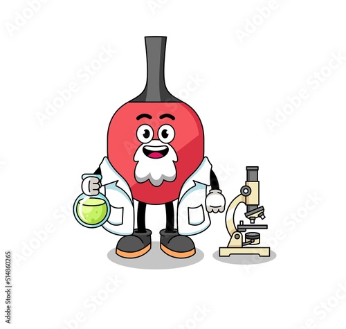 Mascot of table tennis racket as a scientist