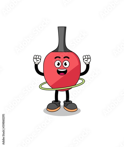 Character Illustration of table tennis racket playing hula hoop