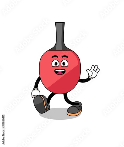 table tennis racket cartoon walking