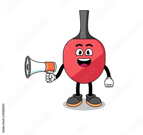 table tennis racket cartoon illustration holding megaphone