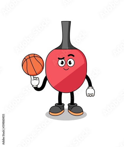 table tennis racket illustration as a basketball player