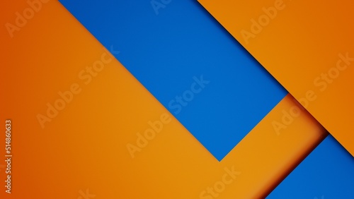 Overlapping blue-orange paper planes layer. Abstract background. 3D high quality rendering. 3D illustration. 3D CG.