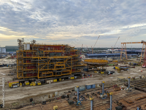 View of the construction site of the oil rig structure. © Mohd Azrin