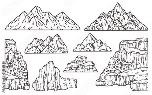 Mountains and rocks for climping and camping adventure outside design