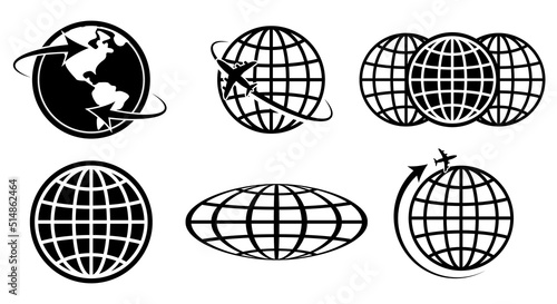 set of world map globe icon isolated. eps vector