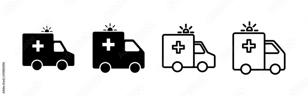 Ambulance icon vector. ambulance truck sign and symbol. ambulance car Ambulance icon vector. ambulance truck sign and symbol. ambulance car
