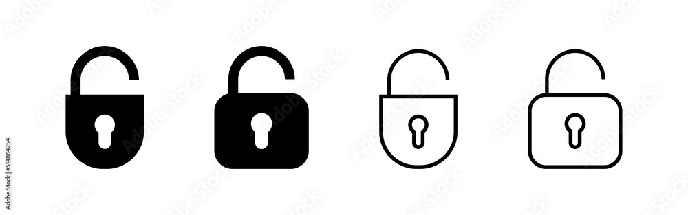 Unlock icon vector. Unlock sign and symbol. unlocked padlock icon Unlock icon vector. Unlock sign and symbol. unlocked padlock icon