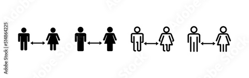 Social distancing vector. social distance sign and symbol. self quarantine sign