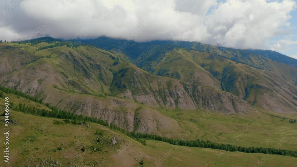 Aerial view from on mountains of Ak-Kem in Altai, Siberia, Russia. Beautiful autumn nature landscape at during daytime Aerial view from on mountains of Ak-Kem in Altai, Siberia, Russia. Beautiful autumn nature landscape at during daytime