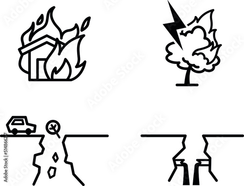 Earthquake and fire icons (ID: 514866217)