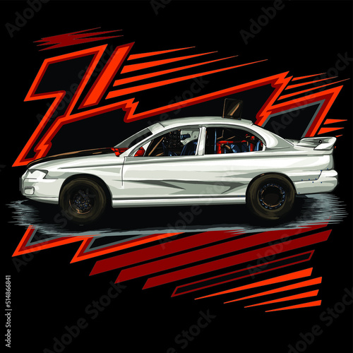 drag racing isolated on black background for poster, t-shirt print, business element, social media content, blog, sticker, vlog, and card. vector illustration.