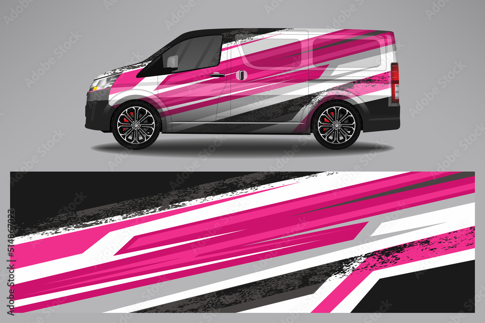 Car wrap decal design vector, custom livery race rally car vehicle
