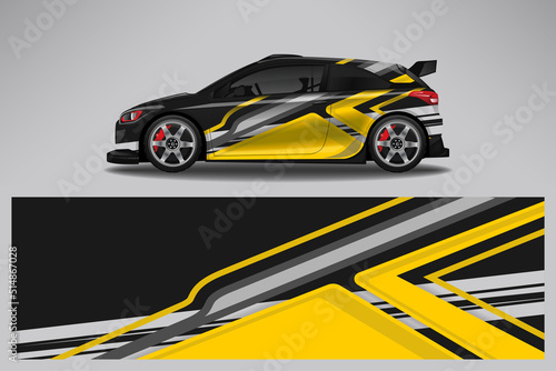 Car wrap decal design vector, custom livery race rally car vehicle sticker and tinting.