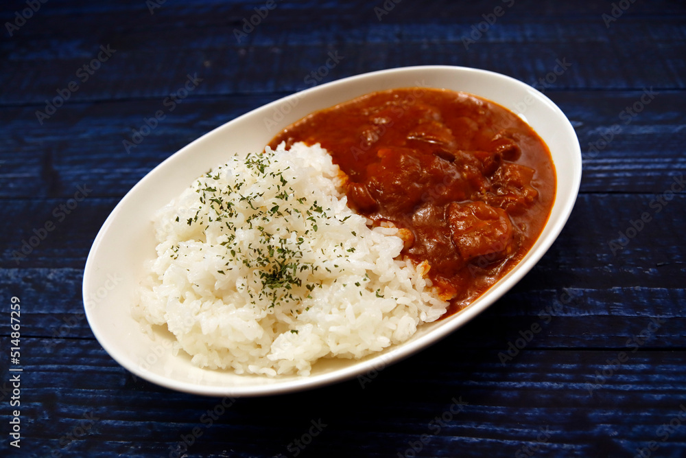 Japanese curry rice on the table Japanese curry rice on the table