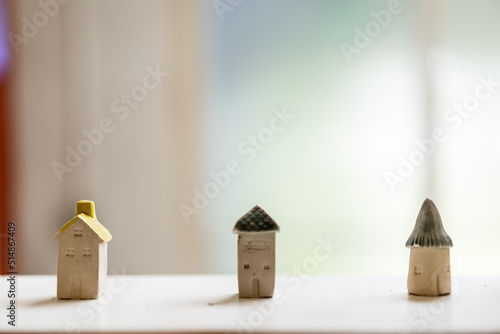 wooden house on a table