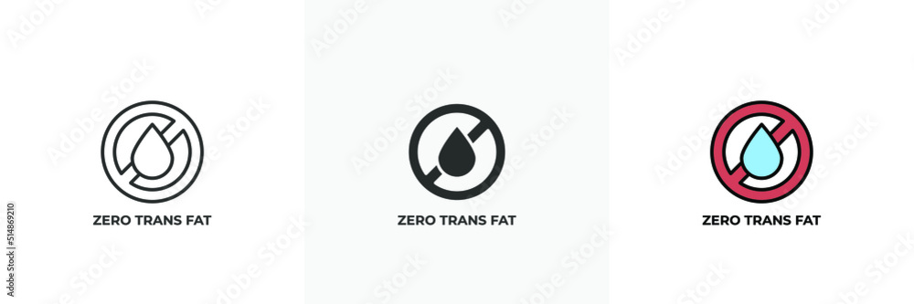 zero trans fat icon. Line, solid and filled outline colorful version, outline and filled vector sign. Idea Symbol, logo illustration. Vector graphics - obrazy, fototapety, plakaty 