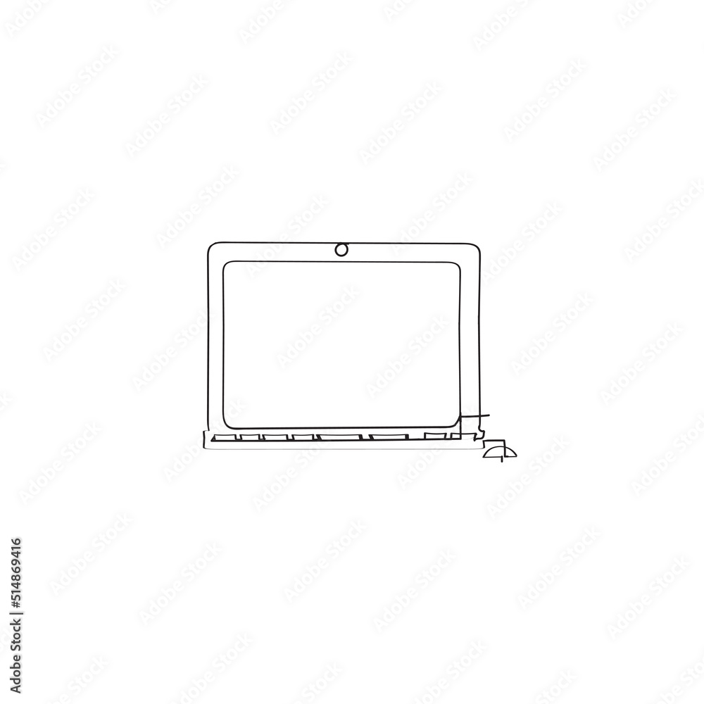 Continuous line drawing. computer laptop . illustration vector isolated Continuous line drawing. computer laptop . illustration vector isolated