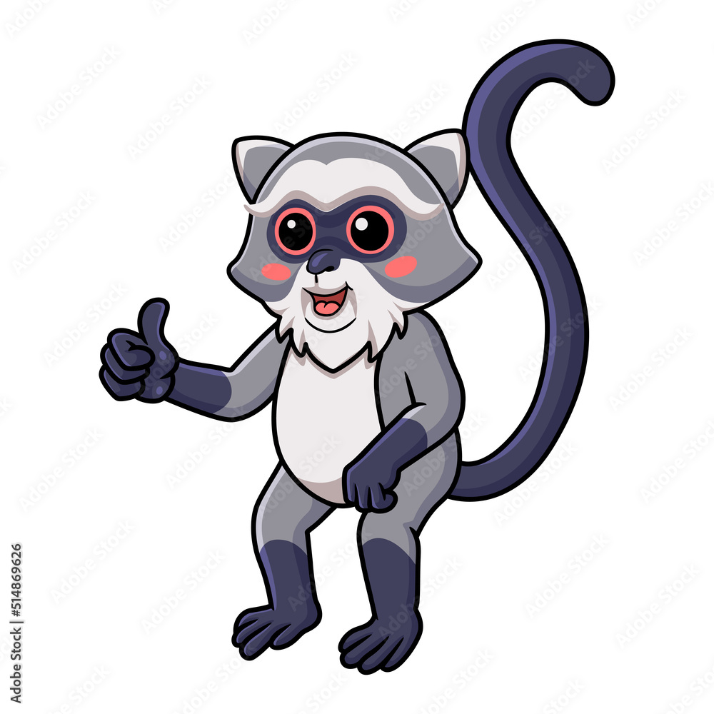 Obraz premium Cute samango monkey cartoon giving thumb up
