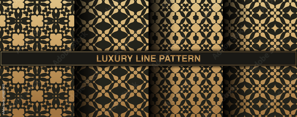 Collection gold and black seamless pattern background