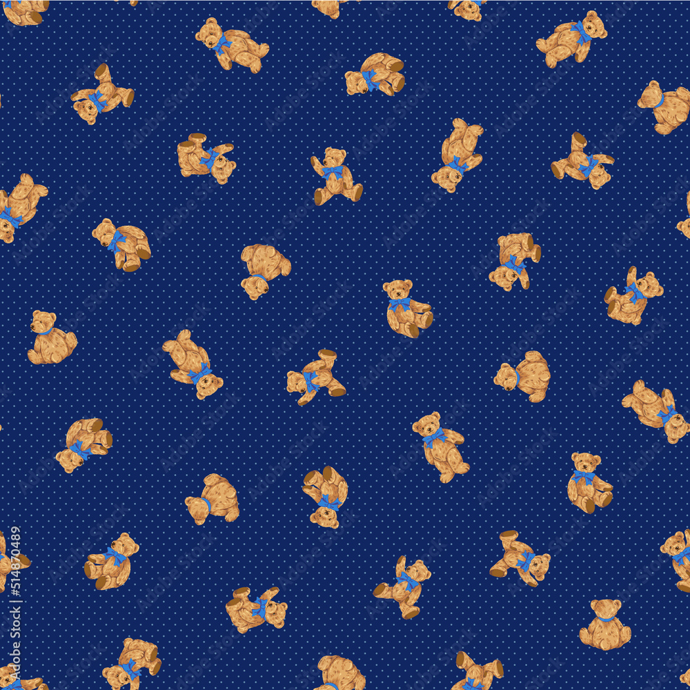 Seamless pattern of cute bear illustration, Seamless pattern of cute bear illustration,